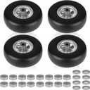 9x3.50-4" Flat Free Lawn Mower Tire and Wheel Smooth Tire with Rim for Commercial and Residential Walk-Behind Lawnmowers, Hand Trucks, Garden Carts and Trailers | 4" Centered Hub | Bore ID 3/4" 4PCS