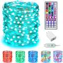 Minetom Upgraded Color Changing Fairy String Lights - 33 ft 100 LED 24 Colors USB Silver Wire Lights with Remote and Timer for DIY Bedroom Party Indoor Christmas Decoration, Adapter Included