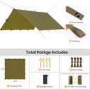 Free Soldier Waterproof Portable Tarp Multifunctional Outdoor Camping Traveling Awning Backpacking Tarp shelter Rain Tarp, Brown 10×13ft