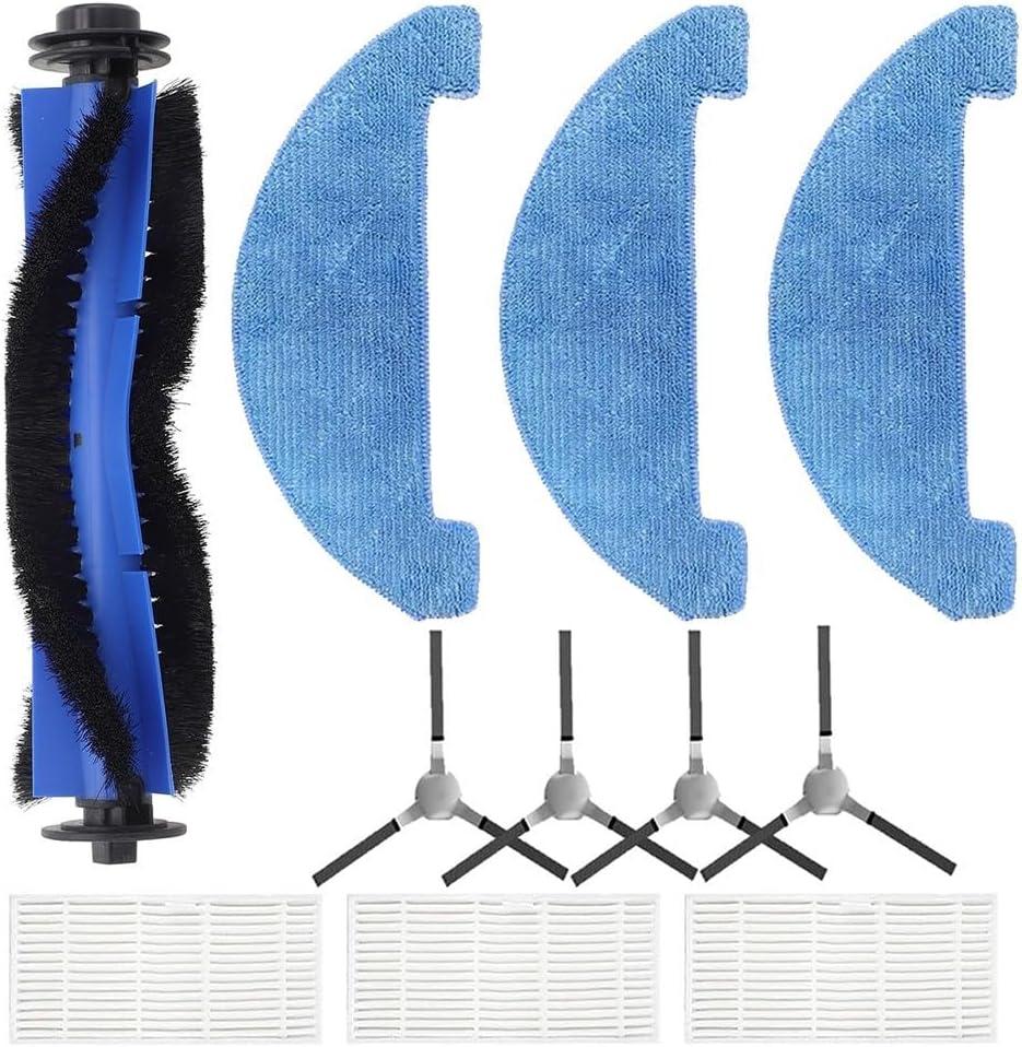 11PCS Replacement Parts Kit for Loorow AT800 Robot Vacuum Cleaner- 1 Main Brush, 4 Side Brushes, 3, 3 Mop Pads, Vacuum Cleaner Accessories for Home Cleaning