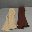 2 Pack Baby Girl Pants Toddler Ribbed Bell Bottoms with Pockets Stretchy Solid Ruffle Newborn Girl Flare Leggings (18-24 Months, Brown/Apricot)