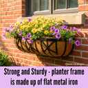 LaLaGreen 36 Inch, 4 Pack Window Boxes Planters – Large Black Metal Window Boxes for Outdoor Plant, Wall Mount Flower Pot with Coco Liner, Attach to House Fence Balcony Herb for Patio Porch Garden