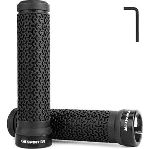GPMTER Bike Handlebar Grips, Single Lock on Bicycle Handle Bar, for BMX, Mountain, MTB, Beach Cruiser, Scooter, Folding Bike, Soft Non-Slip-Rubber Hand Grip Comfortable Ergonomic (Black)