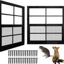 NeatiEase Upgraded Shed Windows 2 Pack, 30" x 30" Windows with Tempered Glass and Stainless Steel Screen for Shed, Chicken Coop, Playhouse, Household, Garage(Black)