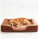 Sweetcrispy Orthopedic Large Dog Bed, Waterproof Pet Sofa Supportive Bed | XL Pet Bed with Removable & Washable Cover, Non-Slip Base Dog Couch, Egg Crate Foam with Bolster Sides, Brown