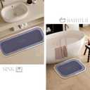 Bath Mat Rug Non Slip Quick Dry Absorbent Bathroom Rugs Thin Design Fits Under Door Ideal for Bathtub Sink Shower Room Floor Mats Comfortable Durable Rubber Backing (Blue Oval-47"17")