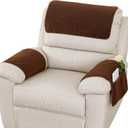 Armrest Cover, Recliner Chair Protector, Furniture Protector Slip, Side Storage Pocket, Stretch Armchair Couch Arm Rest Cover for Recliner, Chair, Sofa (Coffee, 1 Seater (3pcs)
