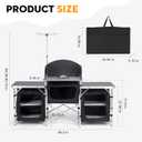 Camping Kitchen Table, Folding Table,Outdoor Cooking Table with Storage Carrying Bag, Aluminum Cook Station with Windscreen and 3 Multifunctional Storage Cupboards, BBQ, Outdoor, RV, Party