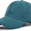 Corduroy Baseball Cap for Women Men Adjustable Vintage Low Profile Solid Color Dad Hat Peacock Blue