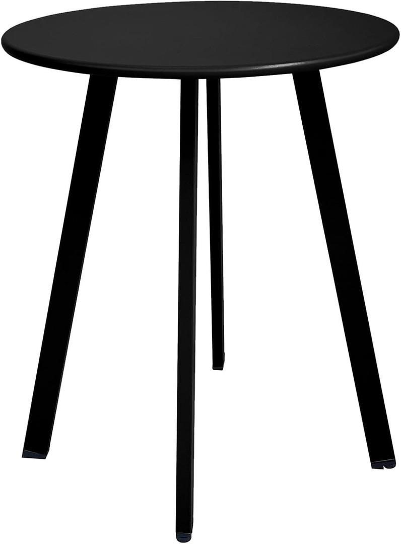 Meluvici Outdoor Side Table, Weather Resistant Patio Small Side Table Outdoor Indoor Round Metal Steel Small Table, Waterproof End Table for Garden Balcony Yard, Black, 15.76"x19.7"