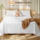 LBRO2M 100% Cotton Sheets Set Deep Pocket Up to 18"-24", 1000 Thread Count Queen Size 4 Pcs Bed Sheet Sets Soft Comfortable Bedding All Season (Queen, White)