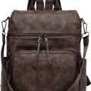 Anti-Theft Backpack Purse for Women, Convertible 3-in-1 Vegan Leather Backpack with Hidden Zipper, Adjustable Shoulder & Crossbody Bag for Travel and Daily Commute (B Two Toned Coffee)