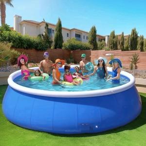 Inflatable Pool, Large Inflatable Swimming Pool for Kids,Adult, Blowup Pools with Seats,Backrest.Durable Thickened 96.06"x96.06"x24.8"Inflatable Family Pools for Backyard,Blue (72.04 * 20.07)