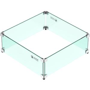 Skyflame 24 x 24 Inches Square Fire Pit Glass Wind Guard Replacement for Outdoor