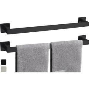 2 Packs 28 Inch Towel Bar for Bathroom 28 Inch Kitchen Towel Holder Brushed Nickel Towel Rod Wall Mounted SUS304 Rustproof Towel Rack Modern Square Design (2, Matte Black, 28 Inch)
