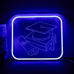 Congrats Grad Neon Sign with Graduation CapLED Neon Light Adjustable Congrats Led Sign for Class of 2025 Party Room Dorm Backdrop Celebration Gifts