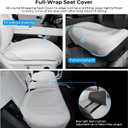 3 Packs Nappa Leather Front & Rear Seat Covers for Tesla Model Y/3 Highland/Juniper 2025 2026 Interior Accessories, Breathable All-Season Non-Slip Bottom Seat Protectors Cushion (White)