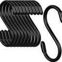 3 Inch Vinyl Coated S Hook,S Hooks for Hanging Plants ,10 Pack Non Slip Heavy Duty S Hooks ,Small Rubber Coated Steel Metal Black Closet S Hook for Hanging Jeans Plants Jewelry Pot Pan Cups Towels (Black)