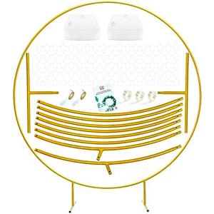 LANGXUN 7.2ft Gold Metal Round Balloon Arch kit, Backdrop Circle Stand Arch Frame for Wedding Birthday Party Decoration, Graduation Decorations and Baby Shower Photo Background