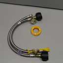 15 Inch RV Propane Hose Replacement with Gauge, 2 Pack - Stainless Steel Braided Hose for RV Two-Stage Regulator - 1/4" Male NPT & QCC1 Inlet, 350PSI