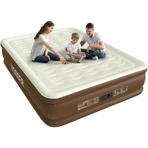 Air Mattress Queen with Built-in Pump,Leakproof Blow Up Mattress with Flocked Top,3 Mins Inflatable Mattress for Home&Guests,Thicken Queen Air Mattress, Waterproof Air Bed with Carry Bag
