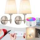 YHCDLAMP Peel and Stick Wall Sconces, No Drilling Stick On Wall Sconce, Wireless Battery Operated Wall Lights, Adhesive Wall Lamp with 10000mAh Battery Bulb for Bedroom Living Room Decor