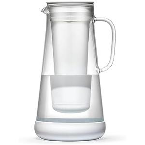 LifeStraw Home Water Pitcher, 7-Cup, White, Glass with Silicone Base, White, for Everyday Protection Against Bacteria, Parasites, Microplastics, Lead, Mercury, PFAS and a Variety of Chemicals