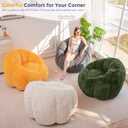 MAXYOYO Giant Bean Bag Chair, Pumpkin-Shaped Bean Bag Sofa, Oversized Boneless Couch Sofa in a Box, Comfy and Lazy Lounge Chair for Dorm, Living Room, Green