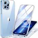 Miracase Glass Case for iPhone 13 Pro Max 6.7 inch, Upgrade Full-Body Clear Phone Bumper Case Cover with Built-in 9H Tempered Glass Screen Protector, Clear