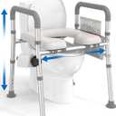 Raised Toilet Seat with Handles, Toilet Seat Riser for Seniors with Adjustable Height & Width, FSA HSA Eligible 400lb Handicap Elevated Toilet Seat for Elderly, Pregnant, Fit Any Toilet (Grey)