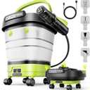 Portable Max 72 PSI Hand Sprayer, Cordless Garden Sprayer with 2000mAh Battery, 4-in-1 Nozzle, 12L Collapsible Bucket, Low Pressure Cleaner for Outdoor Cleaning, Camping, Gardening