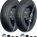 2-Pack of 4.80/4.00-8" Flat Free Tire on Wheel,16"Universal Solid Wheel Barrel Tire,3"-6"Center Hub with 5/8" or 3/4 Ball Bearing,Steel Rim,Ribbed Tread,for Wheelbarrows,Garden and Utility Carts, 4.80/4.00-8 Flat Free Tire Black Rim