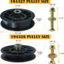 2 Pack 532194326 Pulley with 532194327 Pulley 130969 Belt Replaces Craftsman 194326 Idler Pulley, 194327 Idler Pulley for Husqvarna YTH22V46, YTH20K46, LGT2654, YTH2348, YTH1542XP Ride Mowers