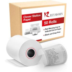 Thermal Receipt Paper Rolls 3 1/8" x 230' for Clover Station thermal Printer | Credit Card Receipt Paper Rolls for Clover C500 C501 C503 C100 P100 | 50 Rolls