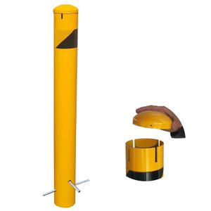 58" High 5-1/2" OD Steel Bollard Post Underground Mount, Cap Removable Safety Bollard Yellow Powder Coat, Metal Bollard Parking, Safety Barrier (58" H x 5.5" D)