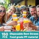 7 x 150PCS Disposable Plastic Drinking Straws - Flexible Straws Disposable Long Colorful PP Plastic Striped Assorted Colors for Home Use Milk Juice Drinks (Fluorescent Color)