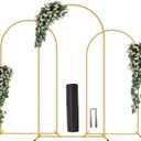 Metal Arch Backdrop Stand, Set of 3 (6/6.6/7.2 ft) Wedding Arched Frame with 12 Ground Nails and Storage Bag, Stable Arched Background Stand for Wedding, Baby Shower, Birthday Party, Photography, Gold