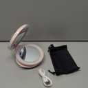 KEDSUM Upgraded Rechargeable Lighted Travel Makeup Mirror, 1X/10X Travel Magnifying Mirror with Light, Compact Makeup Mirror with LED Lighted, Double Sided Folding Mirror, Portable, Pink