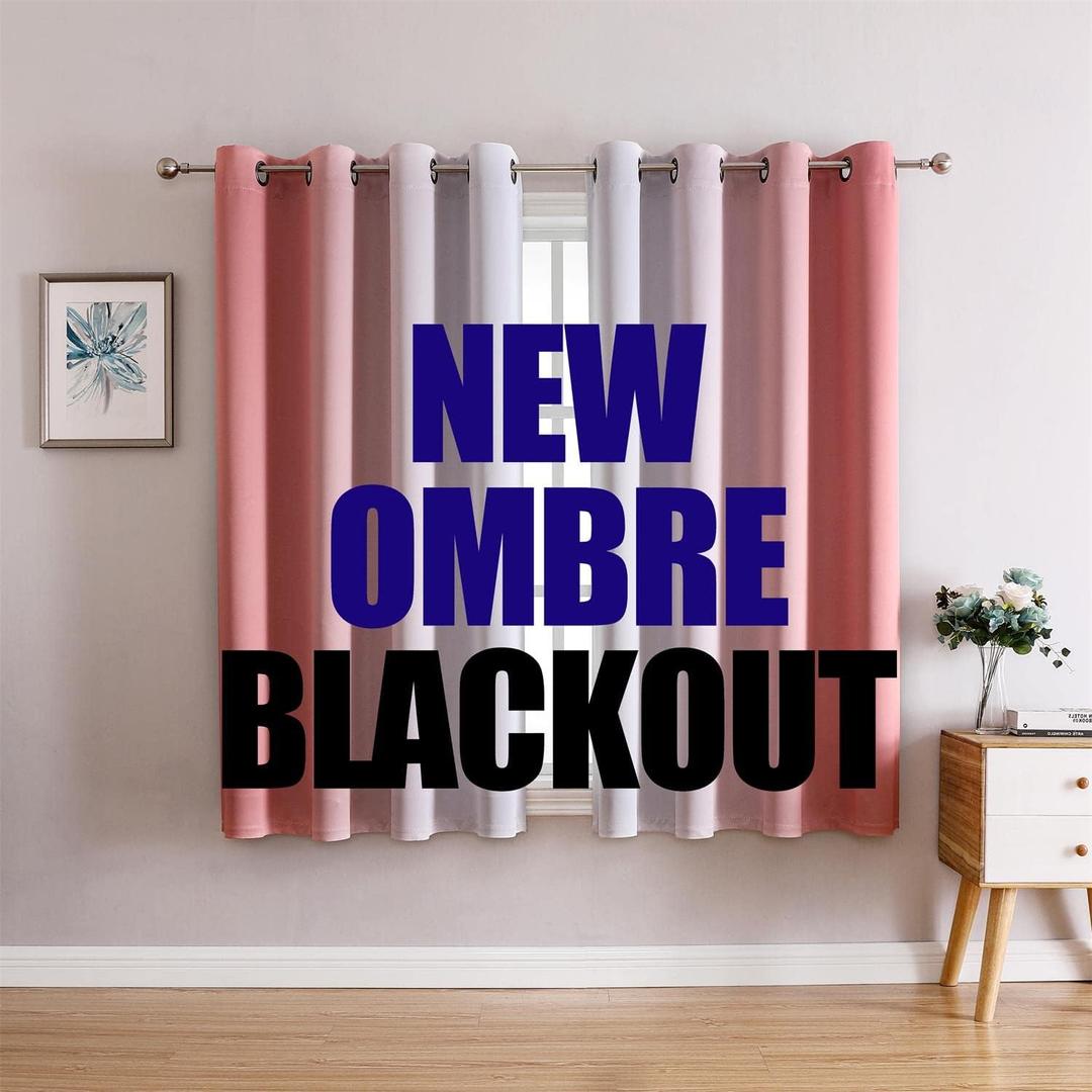 G2000 Blackout Curtains & Drapes for Bedroom Living Room 63 Inch Length Pink and Greyish White Room Darkening Window Treatments Ombre Thermal Insulated Light Blocking Grommet Backdrop 2 Panels Set
