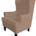Easy-Going Stretch Wingback Chair Sofa Slipcover 1-Piece Sofa Cover Furniture Protector Couch Soft with Elastic Bottom Spandex Jacquard Fabric Small Checks(Wing Chair,Camel)