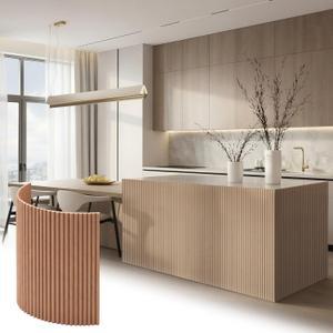 Sintuff 6 Pcs MDF Flexible Wood Slat Wall Panel 24 x 16 Inch 3D Half Round Wainscoting Board and Batten Wall Slatted Panel Decor Paintable for DIY Home Bedroom Living Room Decor