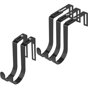 Adjustable Over The Door Hooks, Premium Metal Hooks for Hanging, Door Coat Hangers, Cubicle Hook Fit 1 3/8" to 3 1/2" Longer Panels Heavy Duty Towel Hooks for Coat, Towels, Wreath,Black, 5 Pcs (Large)