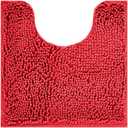 Reyox Chenille Bath Mat, Toilet Rugs U Shaped, Soft Plush Bath Bathroom Rug, Absorbent Shaggy Bathroom Contour Rug Red 19.7"x15.7"