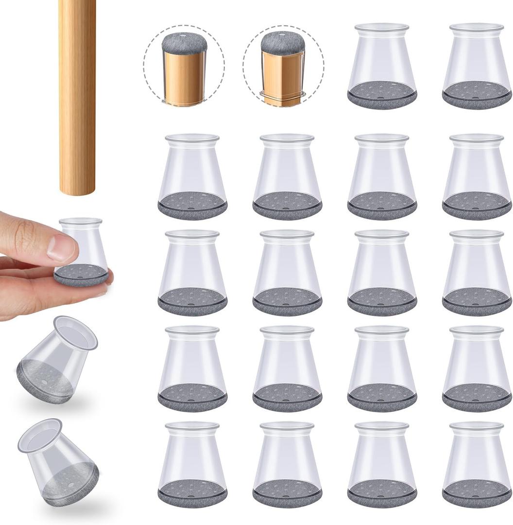 16 Pcs Chair Leg Protectors for Hardwood Floors, Silicone Felt Furniture Leg Cover Pad for Protecting Floors from Scratches and Noise, Smooth Moving，X-Small(Fit Round Diameter：1/ 2" to 5/ 16")