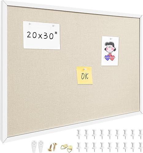 20x30 Inch Cork Board for Wall Hanging with Linen, Bulletin Board with Push Pins, Mounted Memo Message Board for Home Office Decor, Dorm Room Essentials, Classroom Organization (Black)