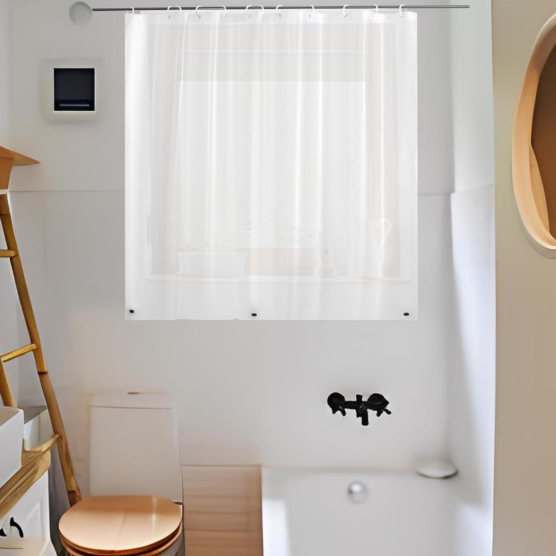 Waterproof Shower Curtain for Window Inside Shower, Plastic Bathroom Window Curtain Waterproof Heavy Duty Vinyl Peva with Hooks, Silky Frost, 40x36