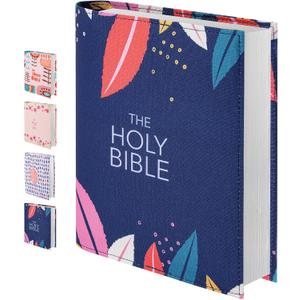 Mr. Pen- Bible Book Cover, 8.5" x 7.5" x 2", Floral Design, Oxford Fabric, Bible Sleeve Covers for Women (Navy)