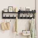 Evermagin 35" Coat Rack Wall Mount with Shelf, 4 in 1 Coat and Key Hanger with 13 Metal Hooks, Entryway Wall Mounted Shelf with Mail Holder for Living Room, Bedroom, Black
