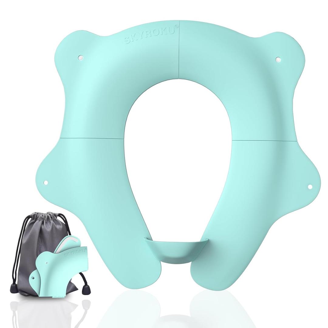 SKYROKU Foldable Kids Toilet Seat  Portable & Anti-Slip Travel Potty Training Seat for Toddlers,Safety material Baby Toilet Seat, Easy Clean & Compact for Home, Daycare, Grandparents House (Ages 2-6) (Blue)