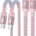 USBC Cable 10FT, 2Pack Long USBC Fast Charging Cable, Nylon Braided USB C to USB C iPhone Charger Cord Compatible with iPhone 17/16/15/Pro Max/Plus/Samsung Galaxy S23/LG and More Pink